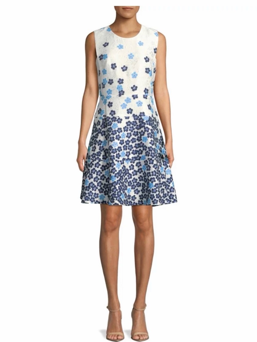 Karl Lagerfeld sleeveless embroidered floral back zip lined dress NWT size 0